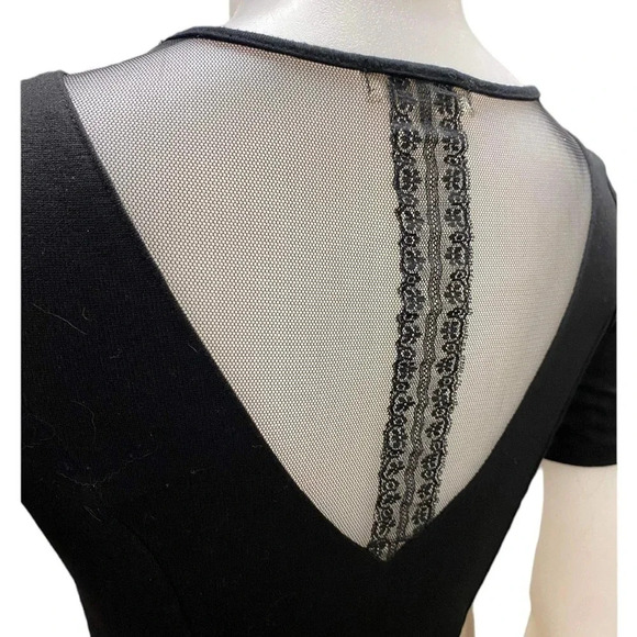 Monteau Black Lace Short Sleeve  Mini Dress Size XS - Picture 6 of 9